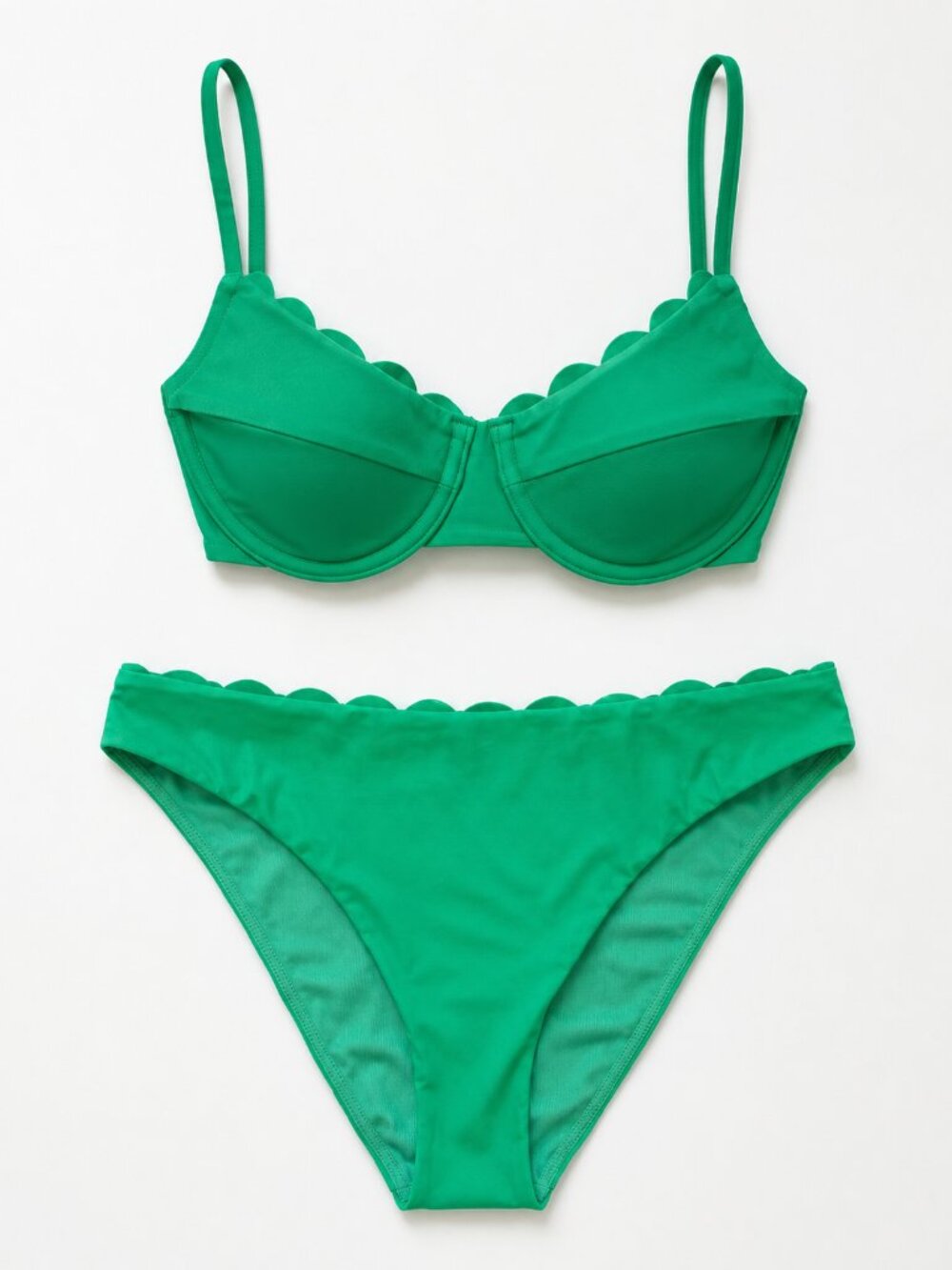 EUC Ramy Brook Leyla Amani Scalloped Bikini Set Green S